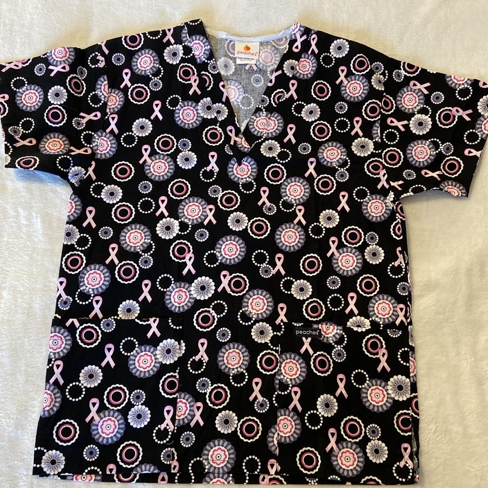 Peaches Cancer Awareness Scrub